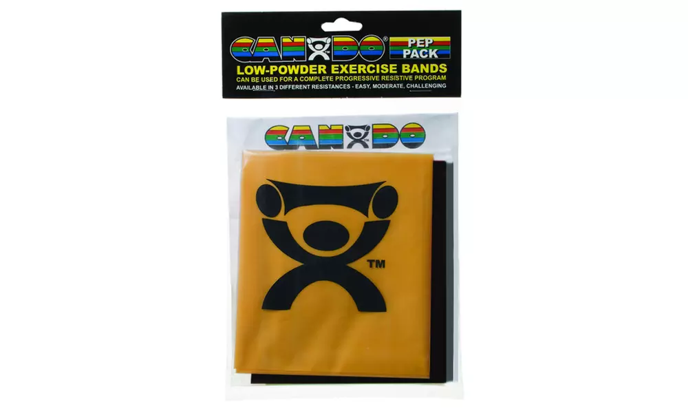 CanDo exercise band PEP pack of 3 resistance bands.  3 difficulty levels - Second Medium