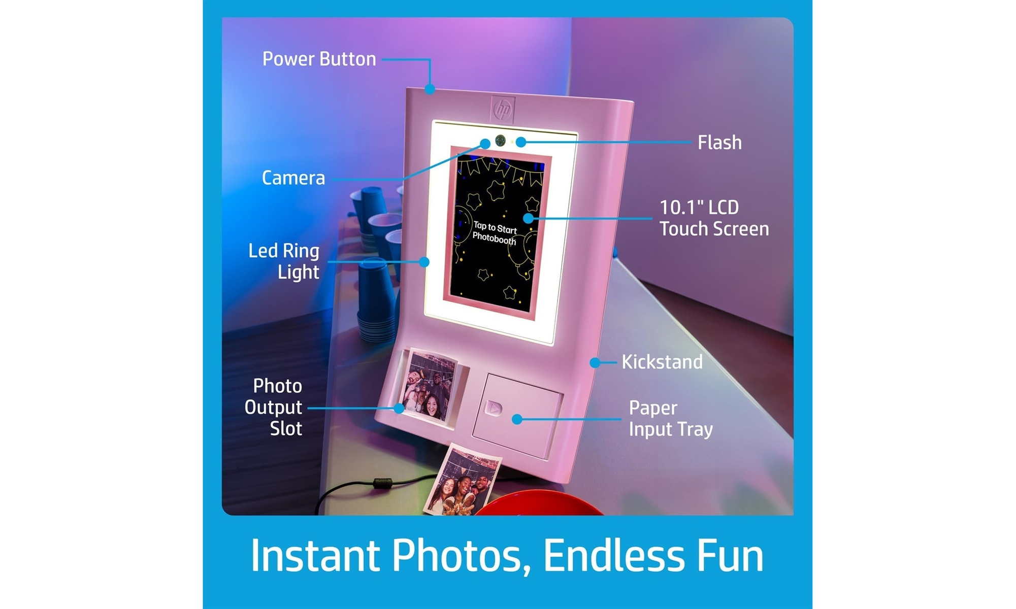 HP Sprocket Photobooth 3x4 Photo Printer with Zink Paper and Carrying Case