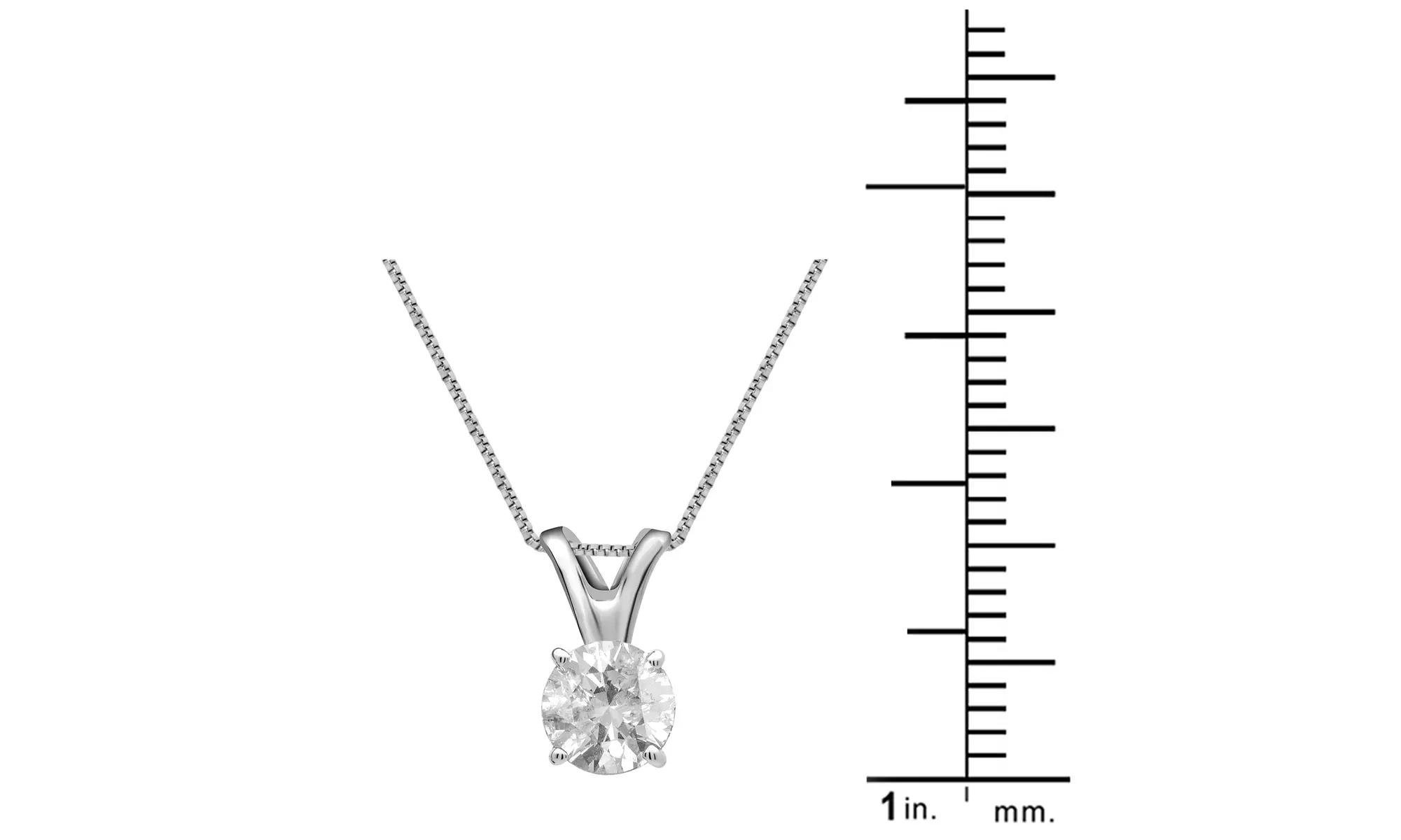 0.50 CTTW Solitaire Diamond Pendant In 14K White Gold (I-J, I2) - Second Medium