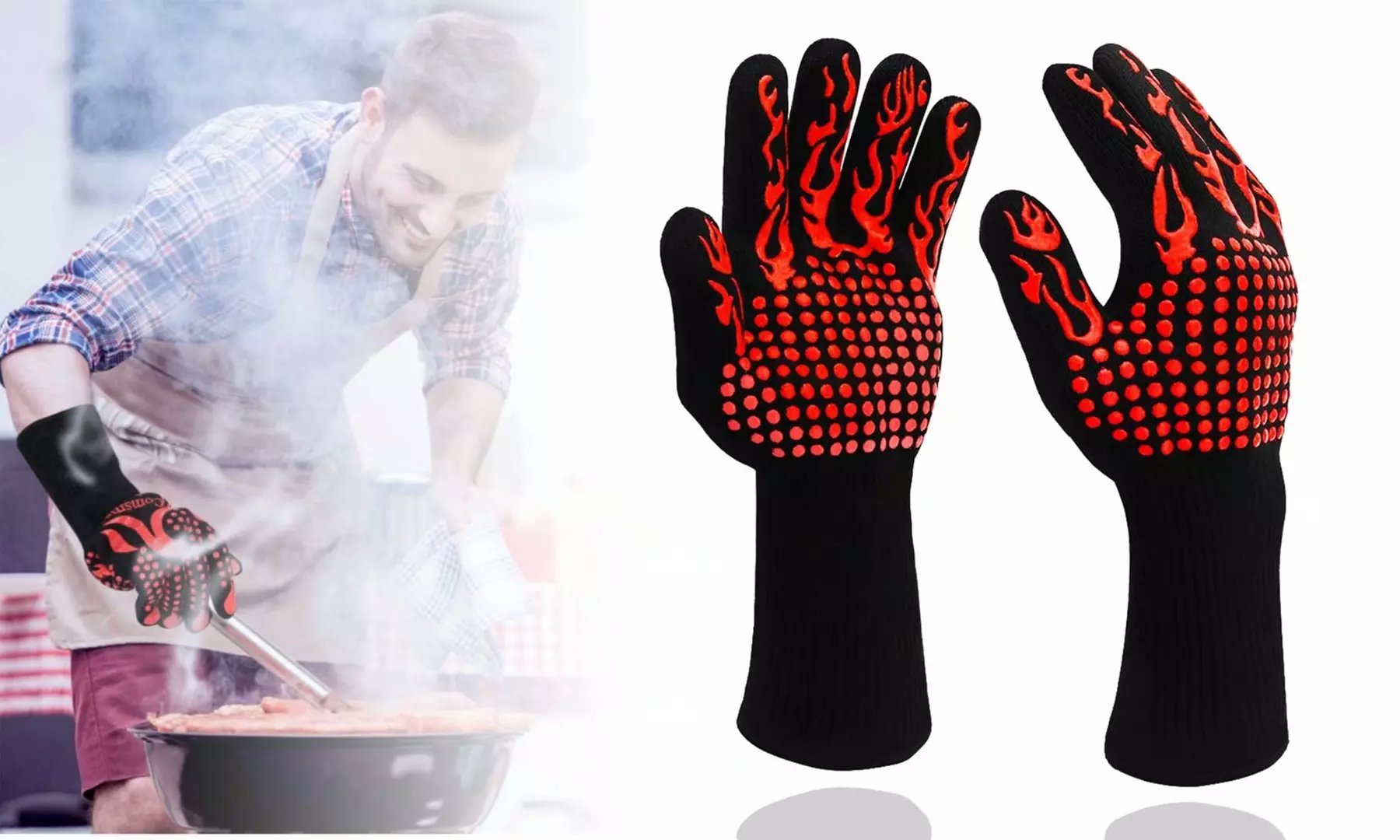 Heat Resistant BBQ Grilling Gloves Heat-resistant Anti-slip Silicone gloves - Primary Image
