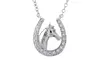Tender Voices 1/10cttw Horseshoe with Horse Jewelry Necklace in Sterling Silver