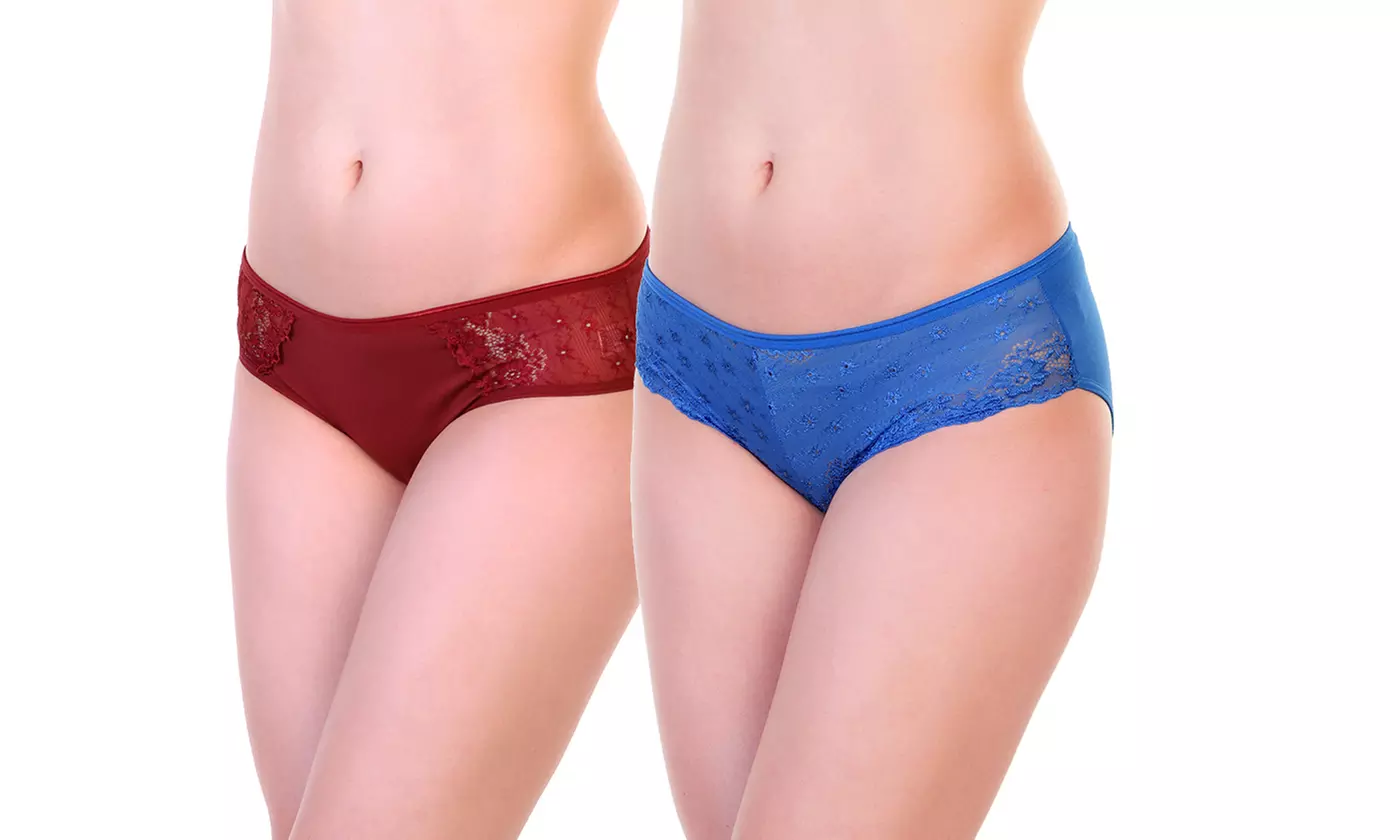 Angelina Women's Cotton Hiphugger Panties with Lace Accent (6-Pack) - Primary Image