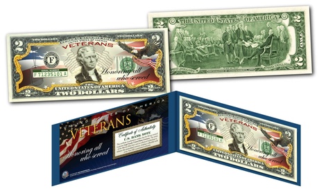 Honor Those Who Served In Armed Forces VETERANS DAY Genuine U.S. 2 Dollar Bill 2