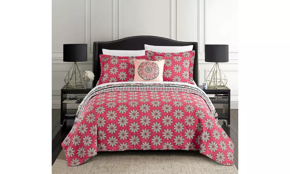 4 Piece Reversible Quilt Cover Set 100% Cotton Bohemian Inspired Bedding  - Second Medium