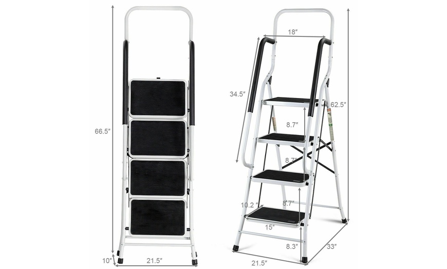 Costway 2 In 1 Non-slip 4 Step Ladder Folding Stool Handrails 330Lbs ...