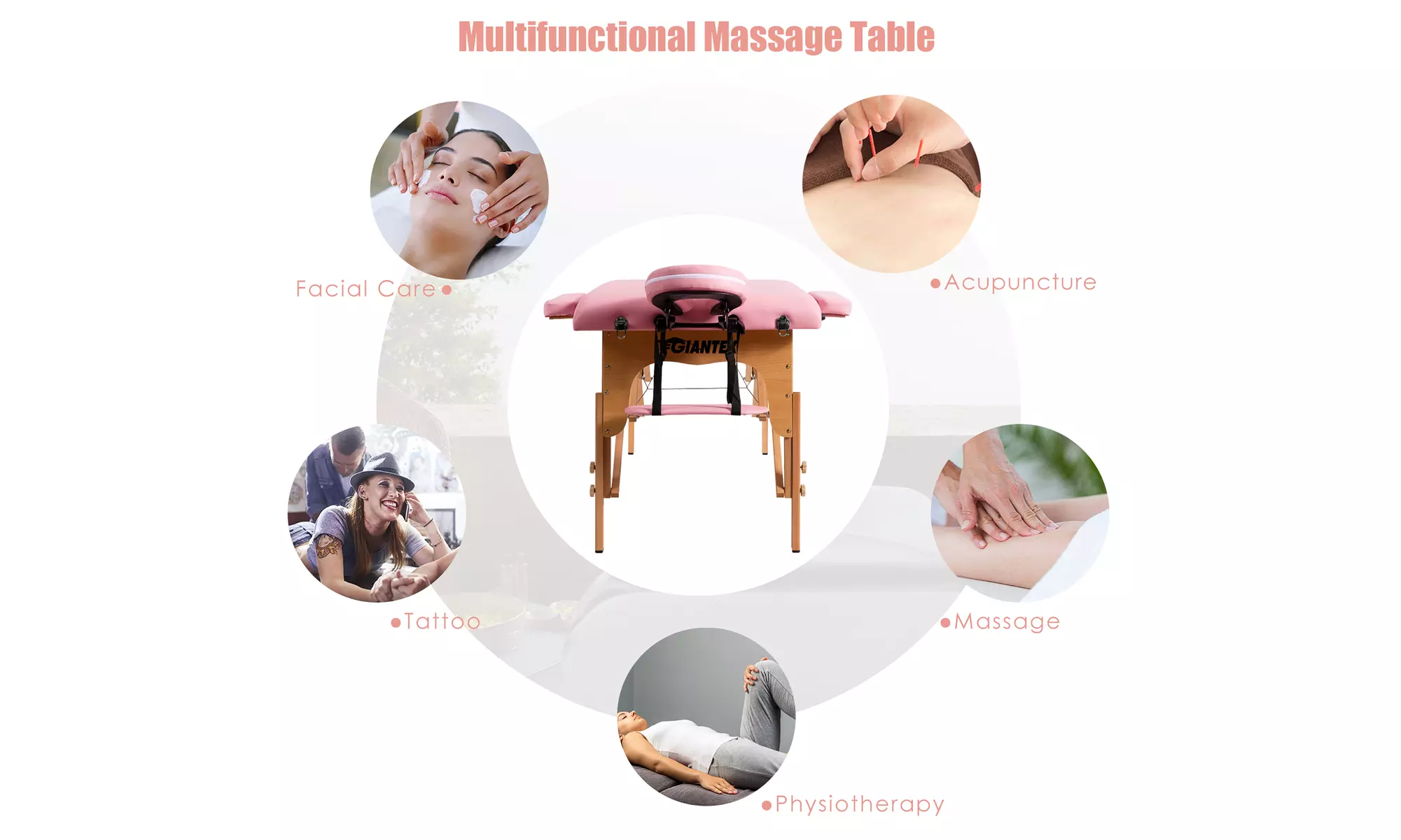 84" Portable Massage Table Adjustable Spa Bed with Carry Case