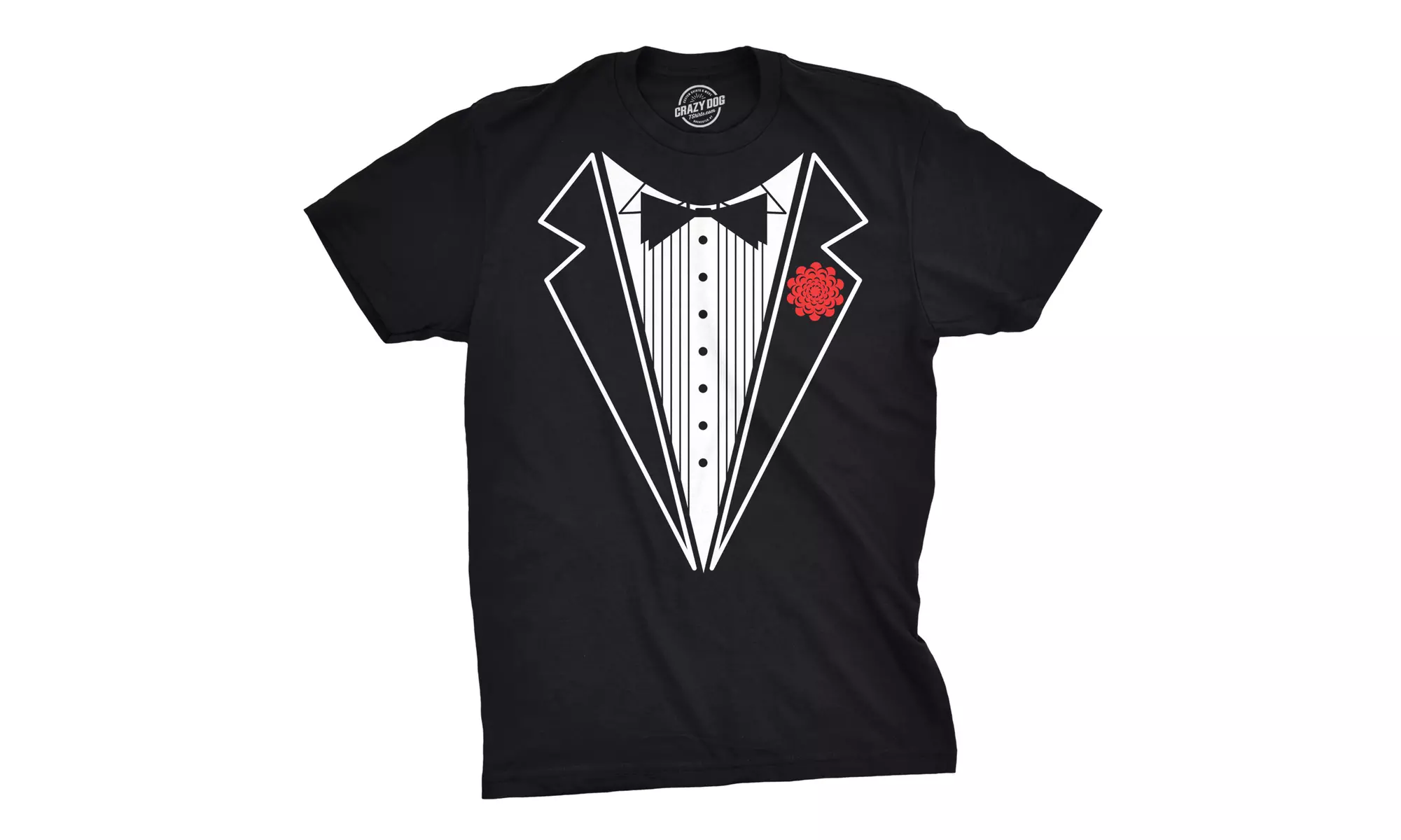 Mens Black Tuxedo T Shirt Funny Lazy Wedding Fake Suit Fancy Marriage Tee - Primary Image