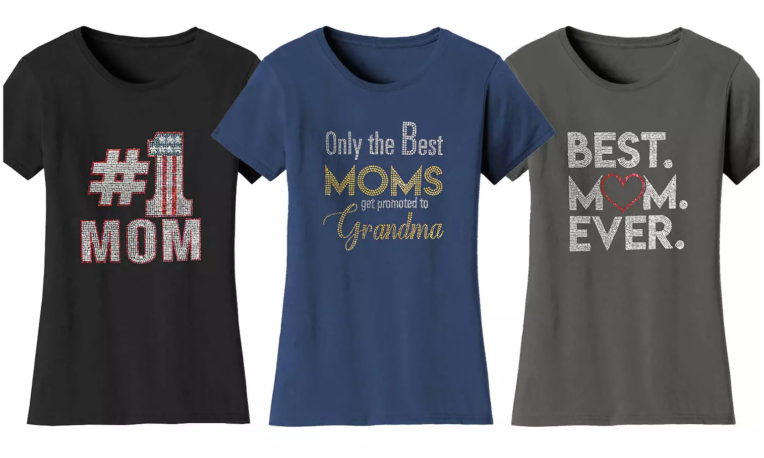 Women's Mother's Day Rhinestone Bling T-Shirts (Plus Size Available) - Primary Image