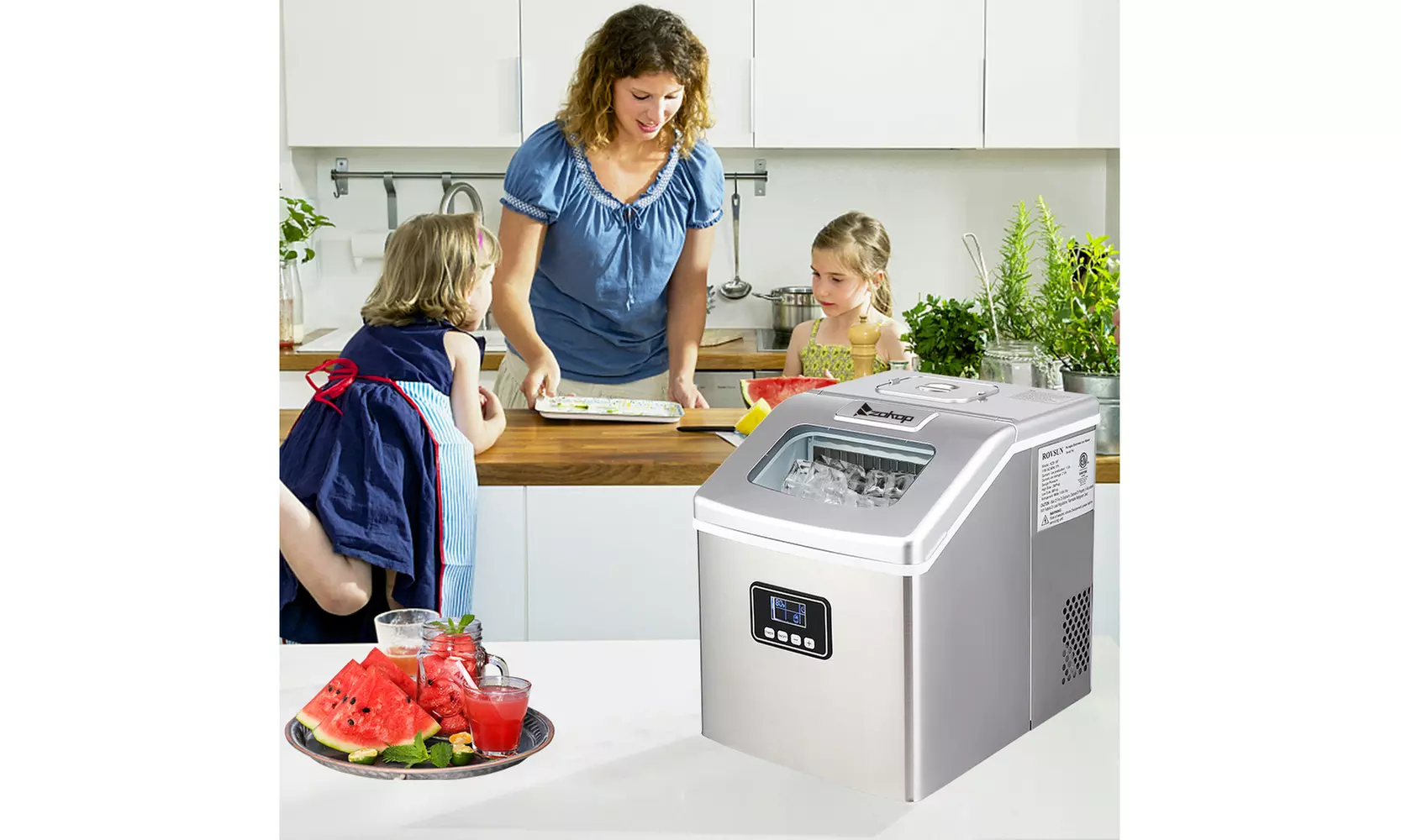 ZOKOP 40Lbs 60Hz Stainless Steel Household Ice Maker Machine Silver - Primary Image