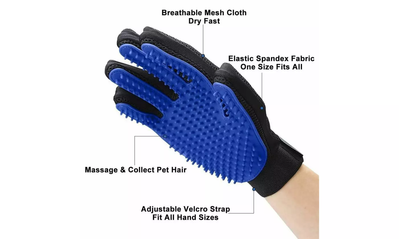 Pet Hair Remover Glove Brush Dog Cat Grooming Massage Soft Bath Deshedding Comb