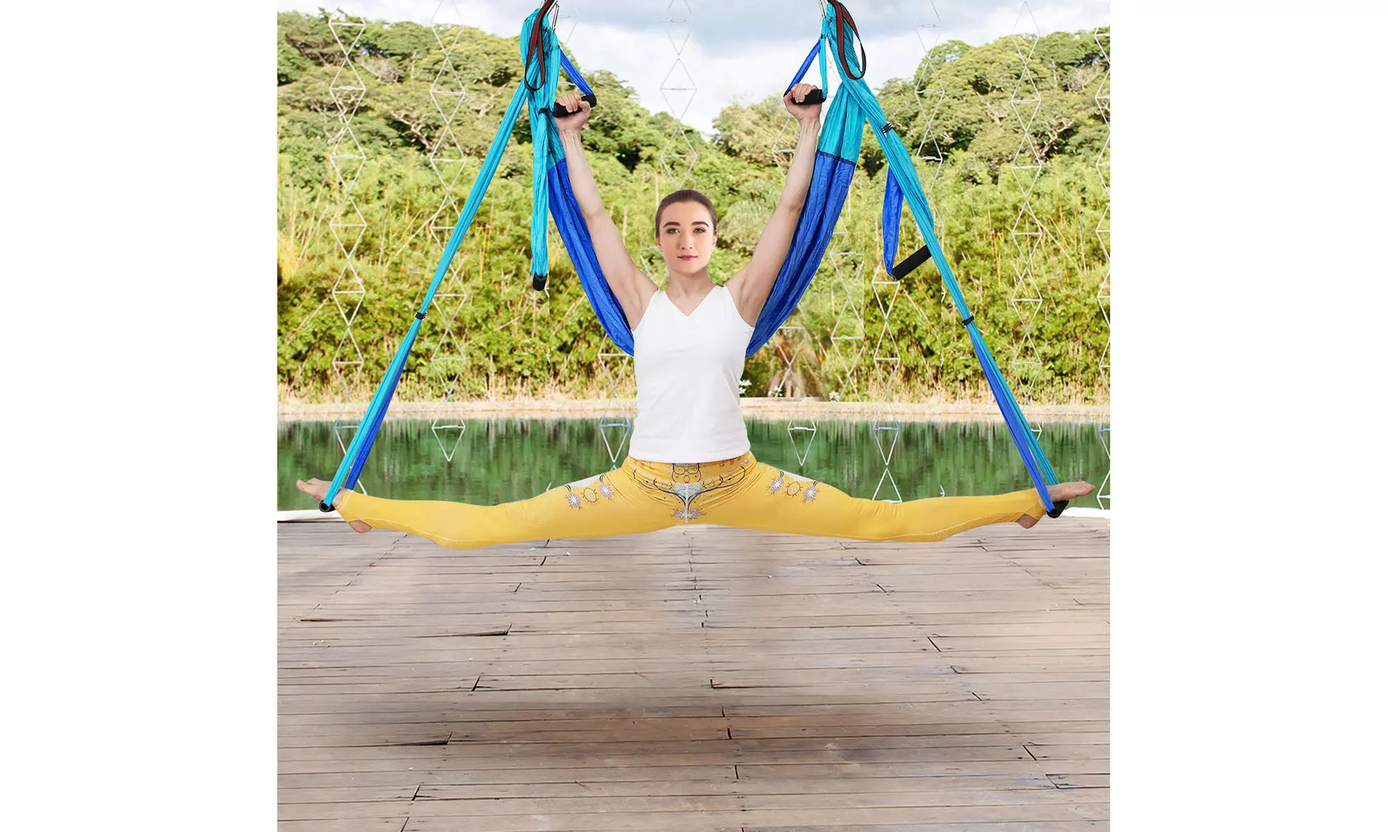 Aerial Yoga Swing Set Anti-Gravity Yoga Shaping Adjustable Handle Length 3 color - Primary Image