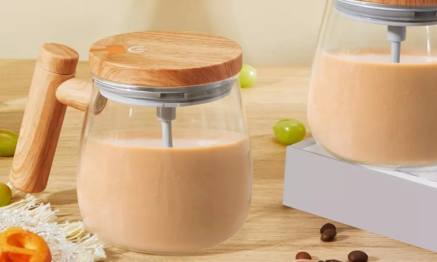 NewHome Self Stirring Mug Electric Mixing Coffee Cup with Warming Pad 400ml