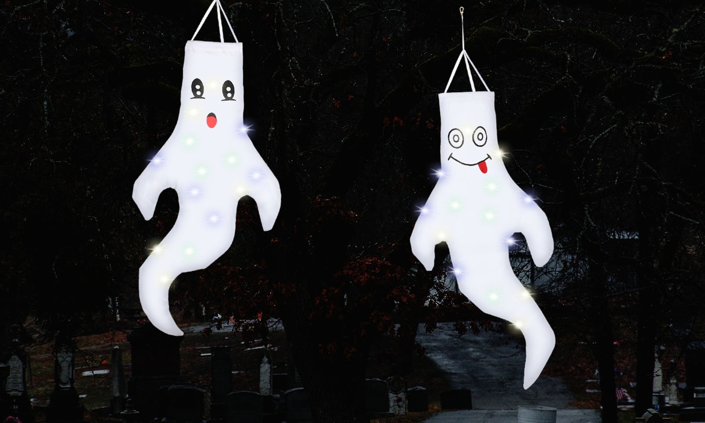 43 Inch Halloween Ghost Windsocks Hanging Decorations Flag for Home Outdoor