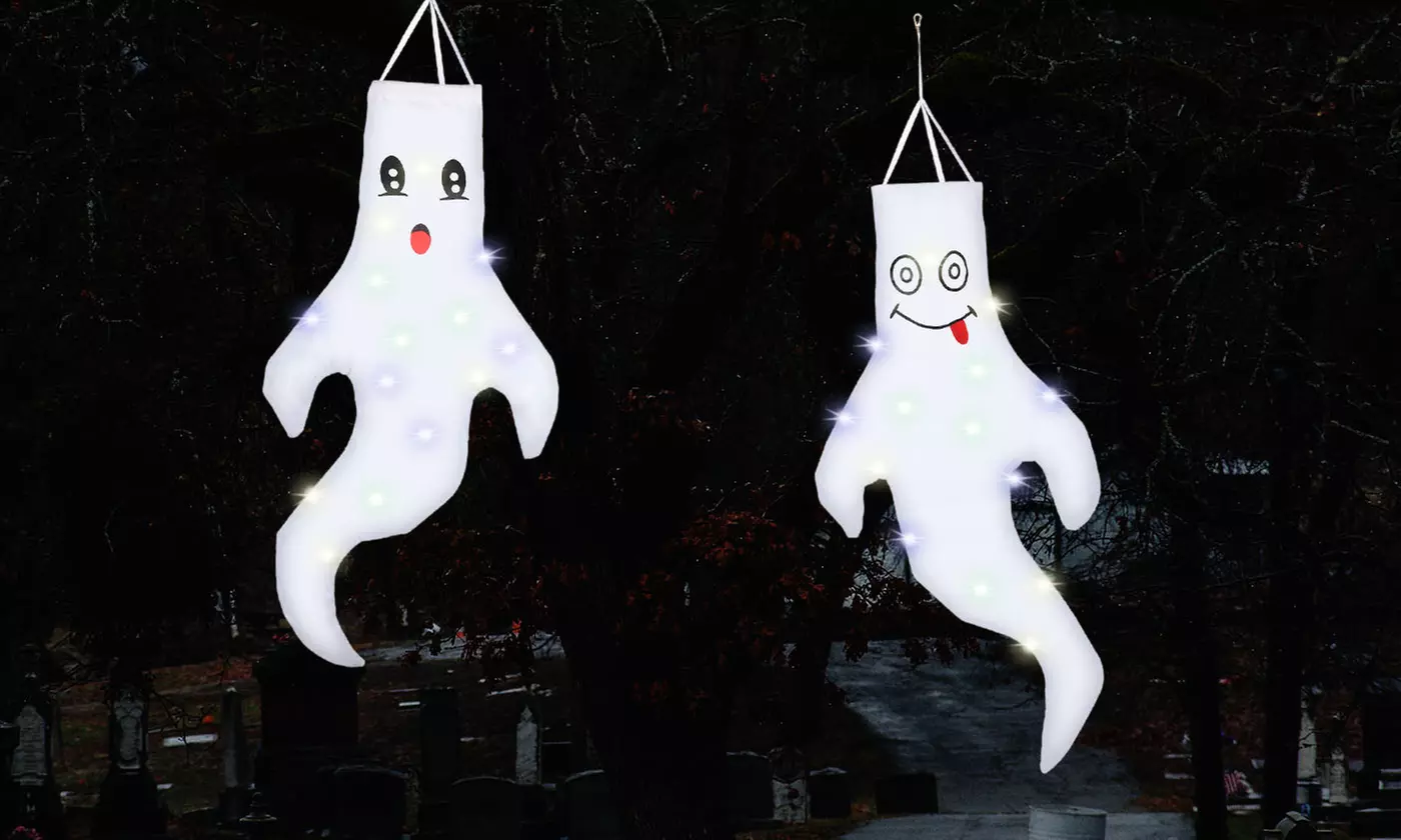 43 Inch Halloween Ghost Windsocks Hanging Decorations Flag for Home Outdoor