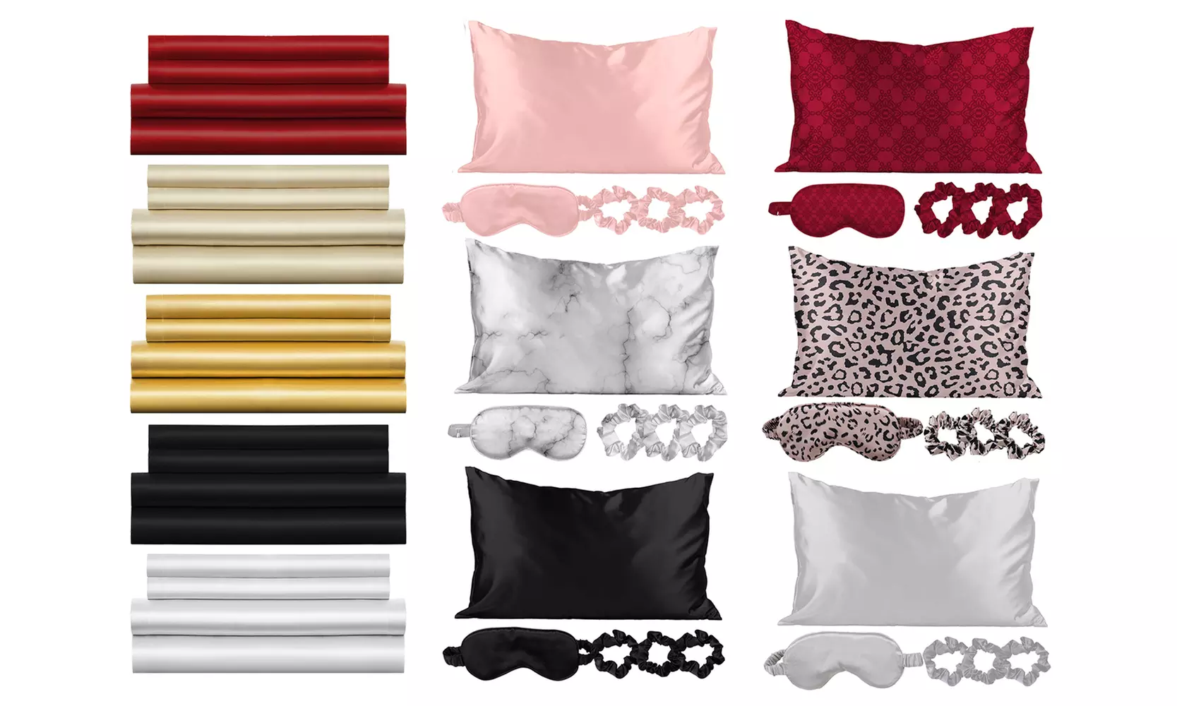9-Piece Ultra Soft Silky Satin Ultimate Bedsheets and Sleep Set Bundle