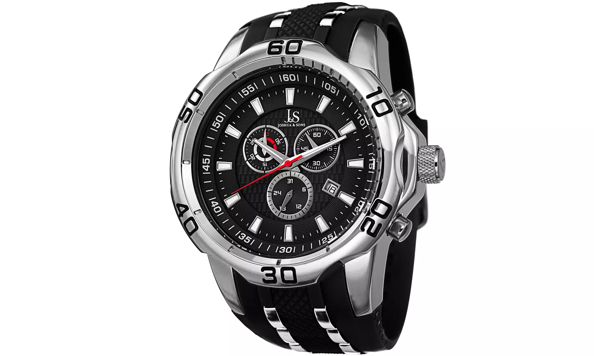 Men's Joshua & Sons JS50 Quartz Sporty Chronograph Date Silicone Strap Watch - Second Medium