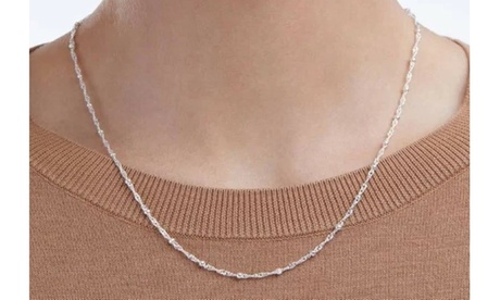 925 Sterling Silver Diamond Cut 1MM Singapore Beaded Chain Necklace 20 Inch 1MM Gold 20 Inch Sterling Silver