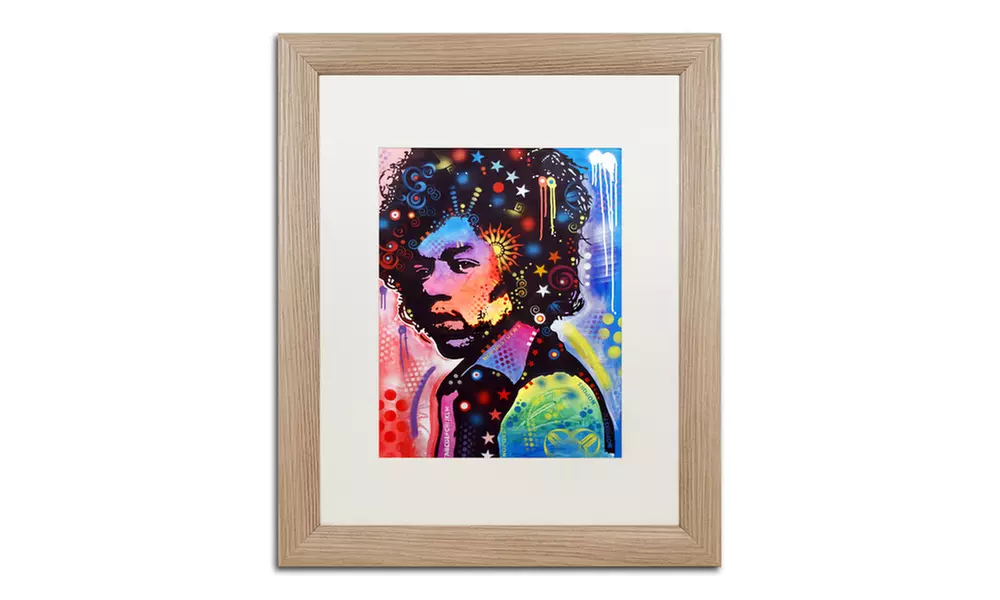 Dean Russo 'Jimi Hendrix IV' Matted Birch Framed Art - Second Medium