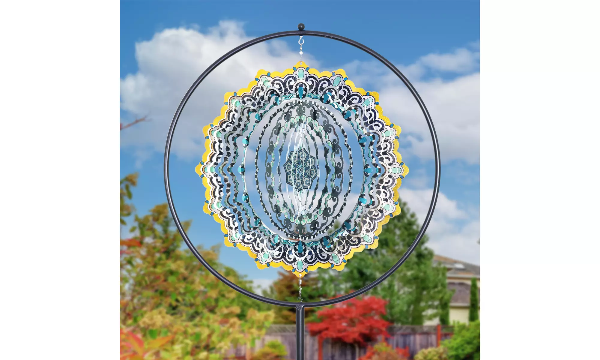 Exhart Laser Cut Wind Spinner Garden Stake - Primary Image