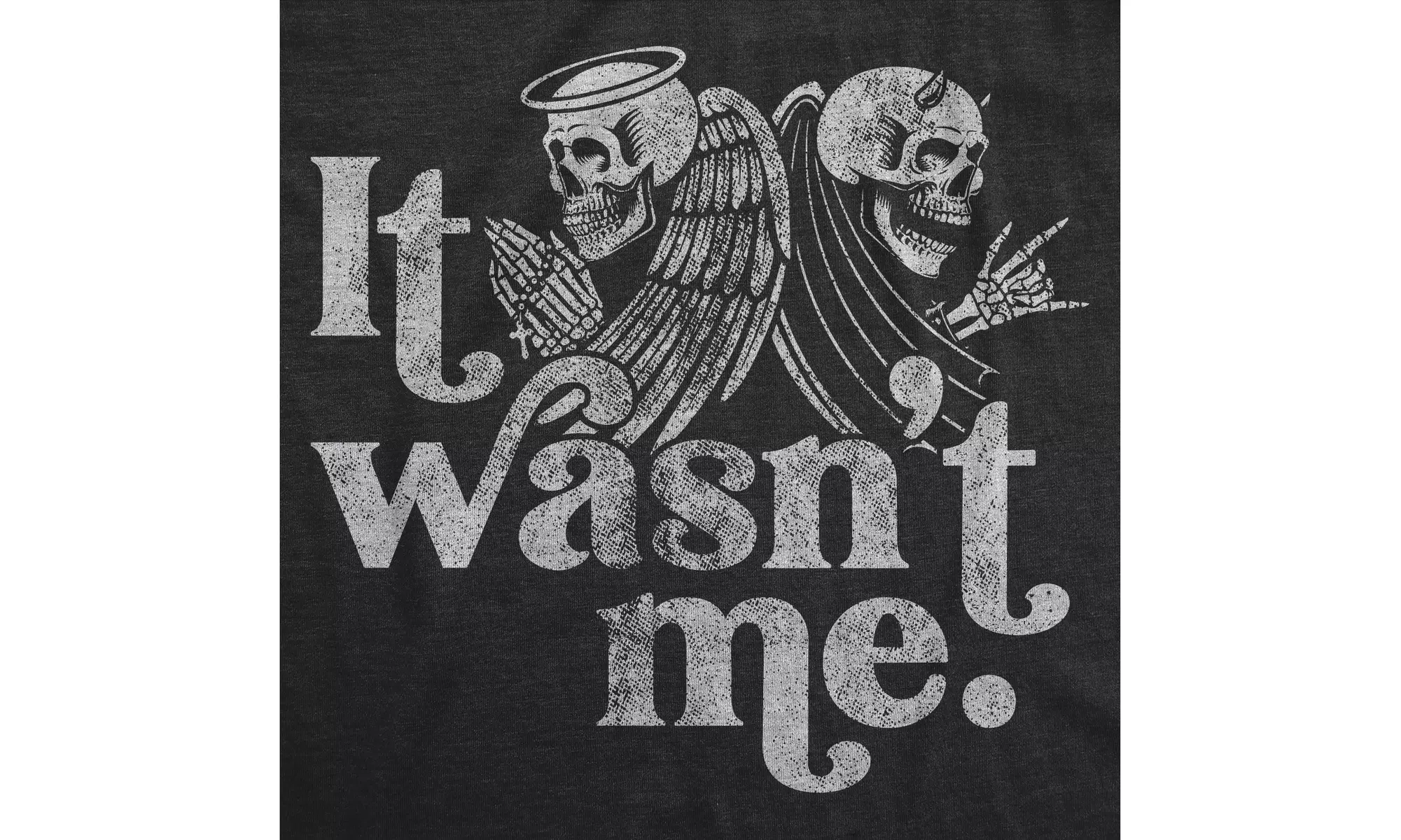 Mens It Wasn't Me Tshirt Funny Angel Devil Skeleton Halloween Graphic Tee - Second Medium