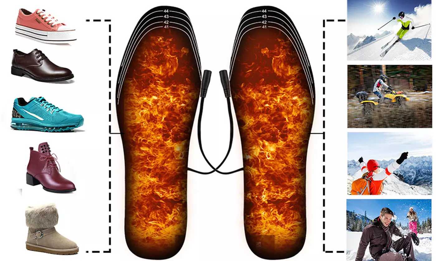 USB Rechargeable Heated Shoe Insoles for Camping Hunting Hiking Outdoor