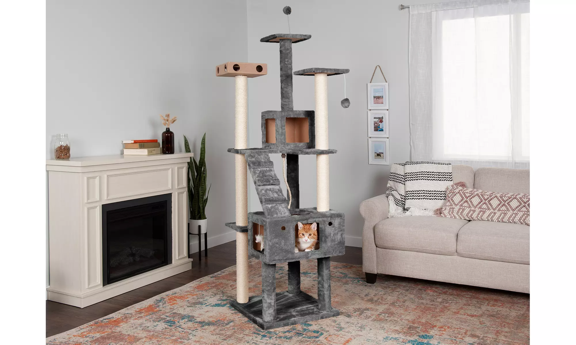 FurHaven Cat Furniture Double-Decker or Skyscraper Cat Tree Playground - Primary Image