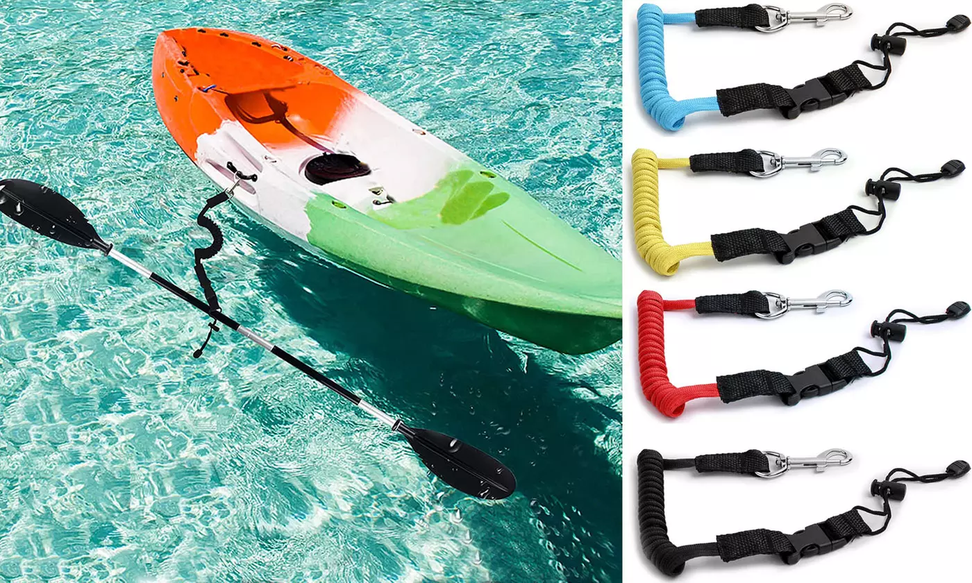 2Pack Elastic Kayak Canoe Paddle Leash Rowing Boats Lanyard Fishing Rod - Primary Image