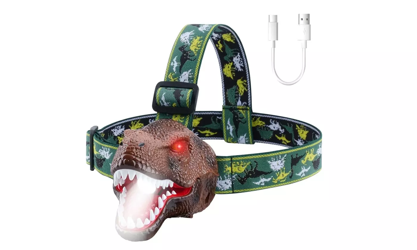 iMounTEK Roaring T-Rex Dinosaur LED Headlamp with Adjustable Headband