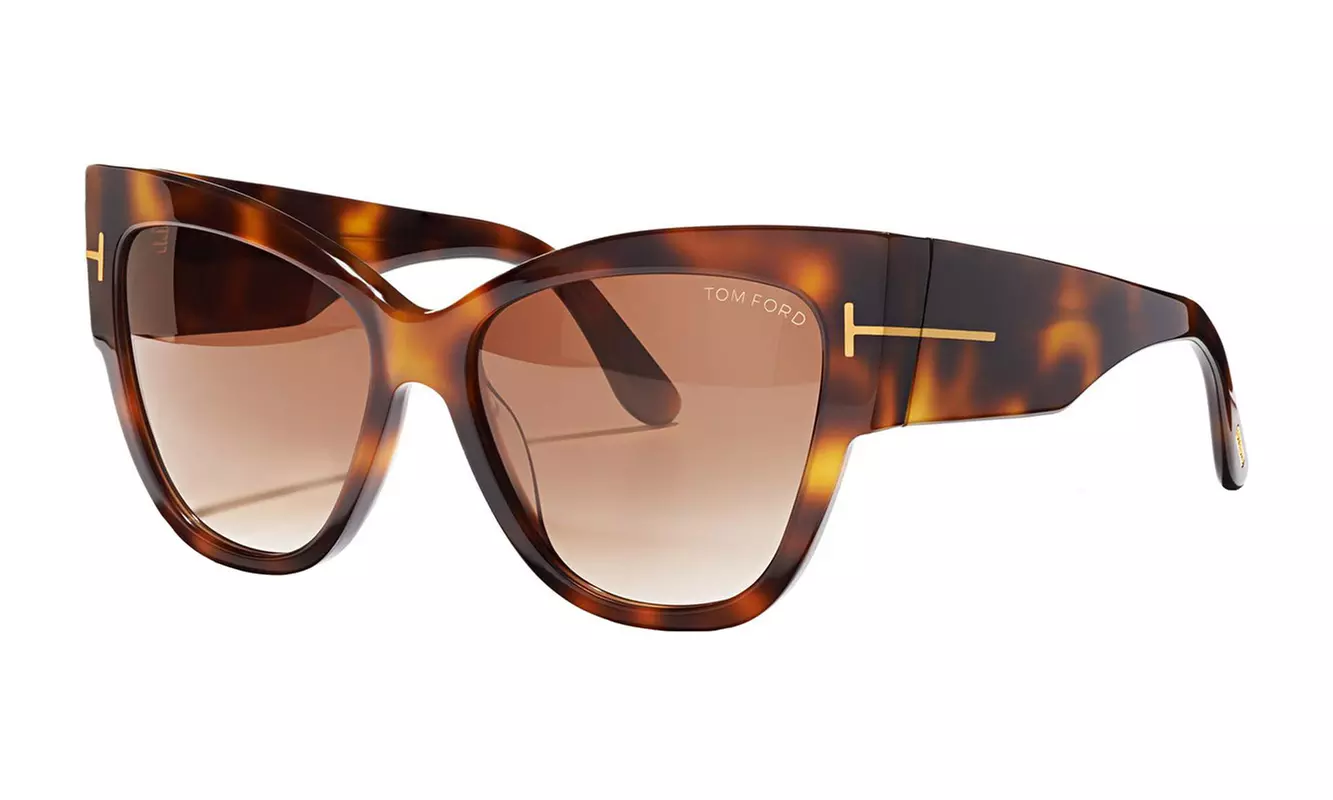 Tom Ford Anoushka Cat Eye Women Sunglasses FT0371-53F Havana / Brown Gradient - Primary Image