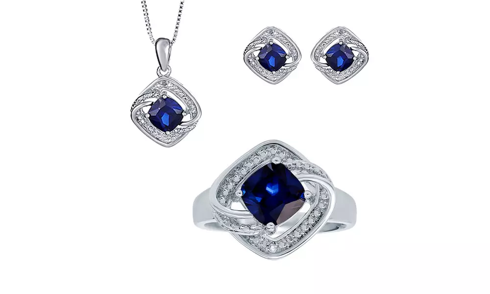 Blue Sapphire and Diamond Accent Ensemble in Brass - KK13AP0008CSAP - Second Medium