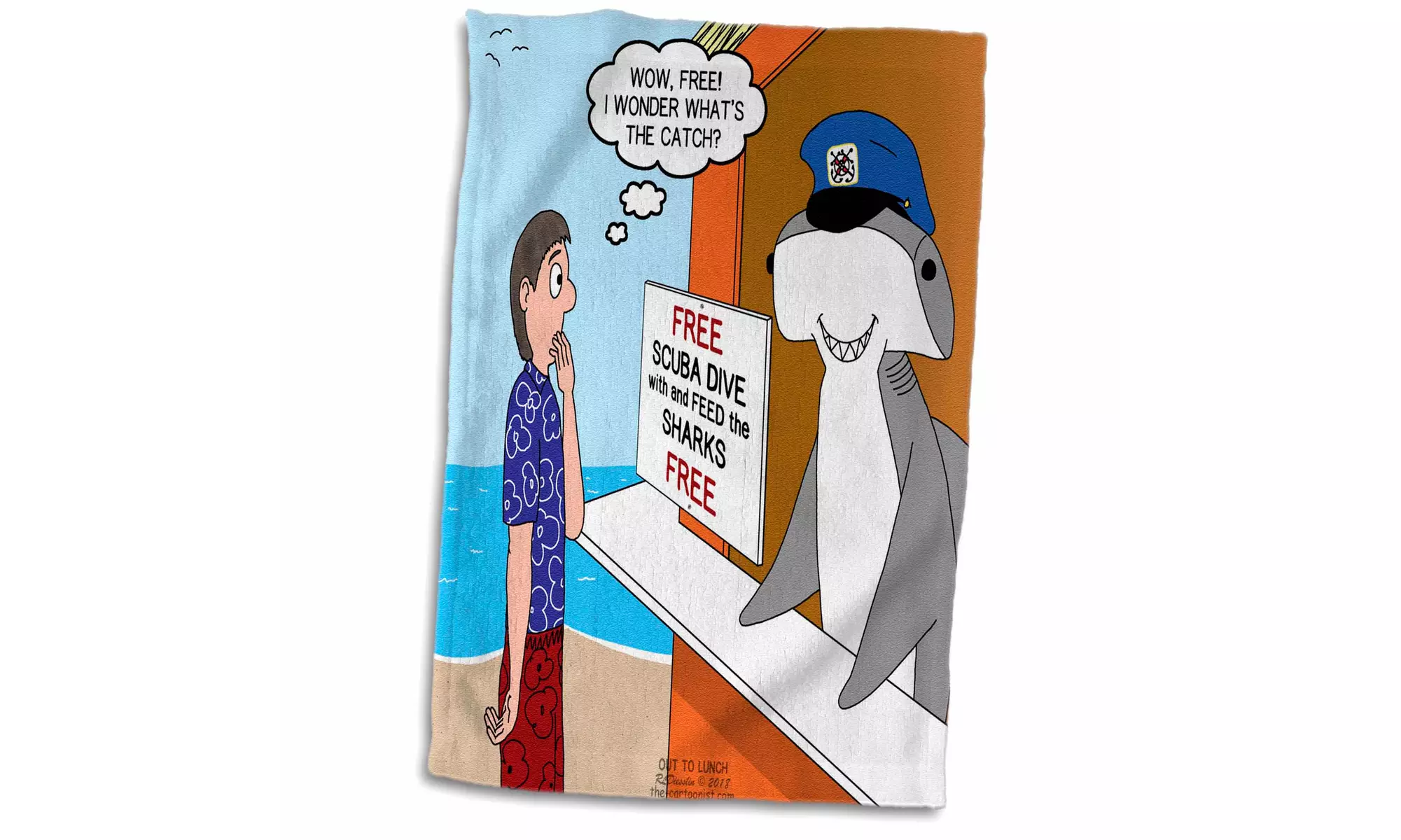  Towel - Free Shark Dive - a hammerhead shark is giving away free SCUBA diving  - Primary Image