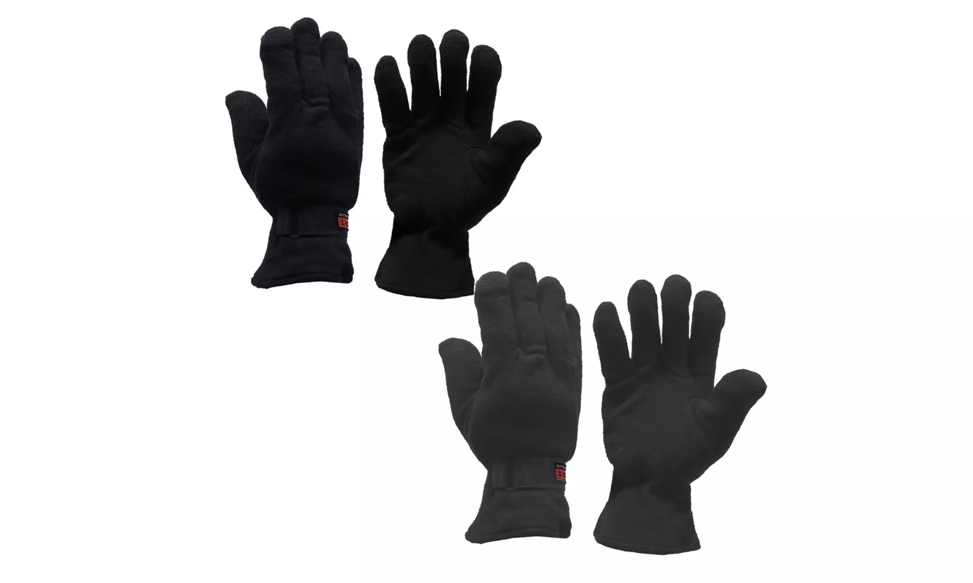 Men's Fleece Lined Adjustable Warm Winter Gloves (2 Pairs) - Second Medium