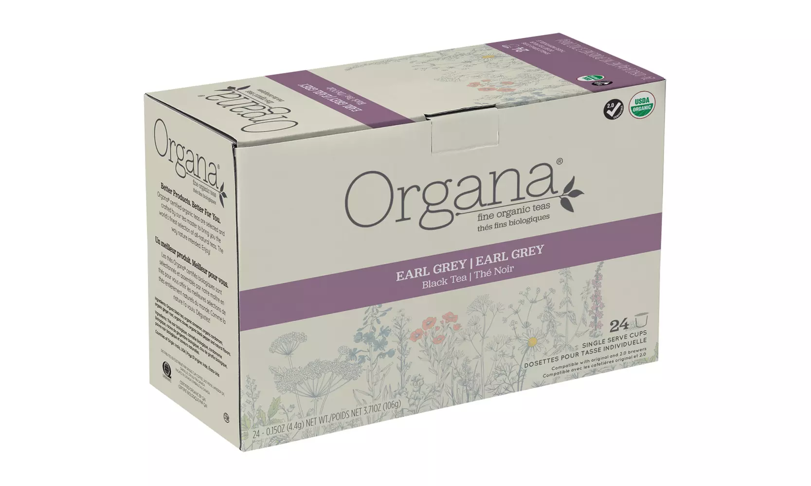 Organa Fine USDA Organic Gourmet Tea Single Serve Pod for Keurig Brewer 24 Count