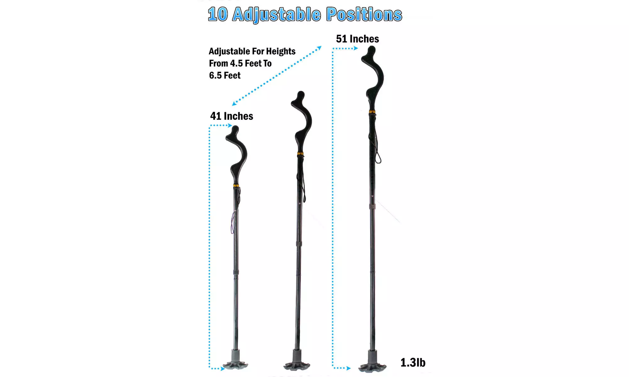 Posture Correcting Cane for Men Women - Adjustable Self Standing & Collapsible - Second Medium