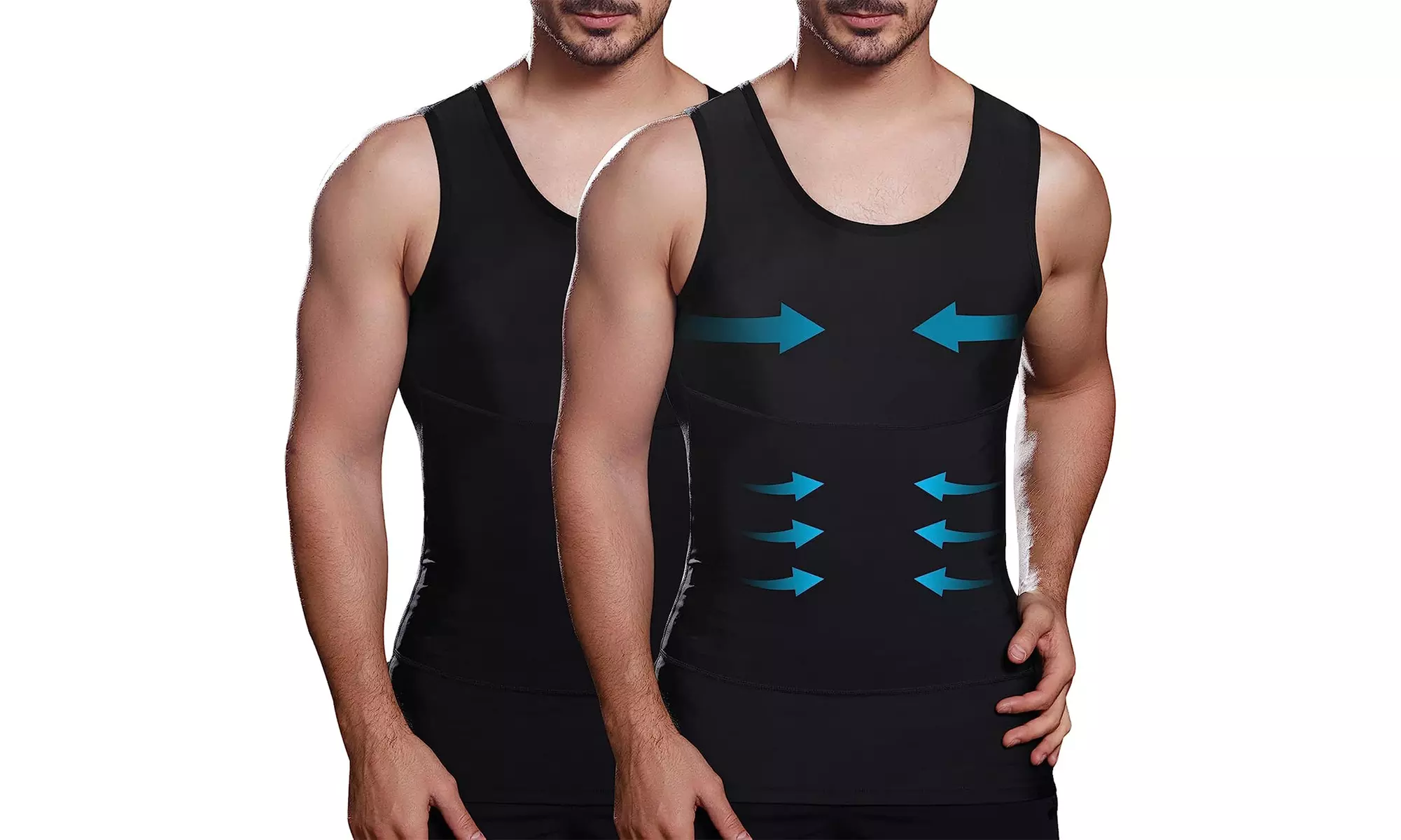 2 Pk Mens Body Shaper Slimming Vest Thermal Compression Shirt Tank Top Shapewear