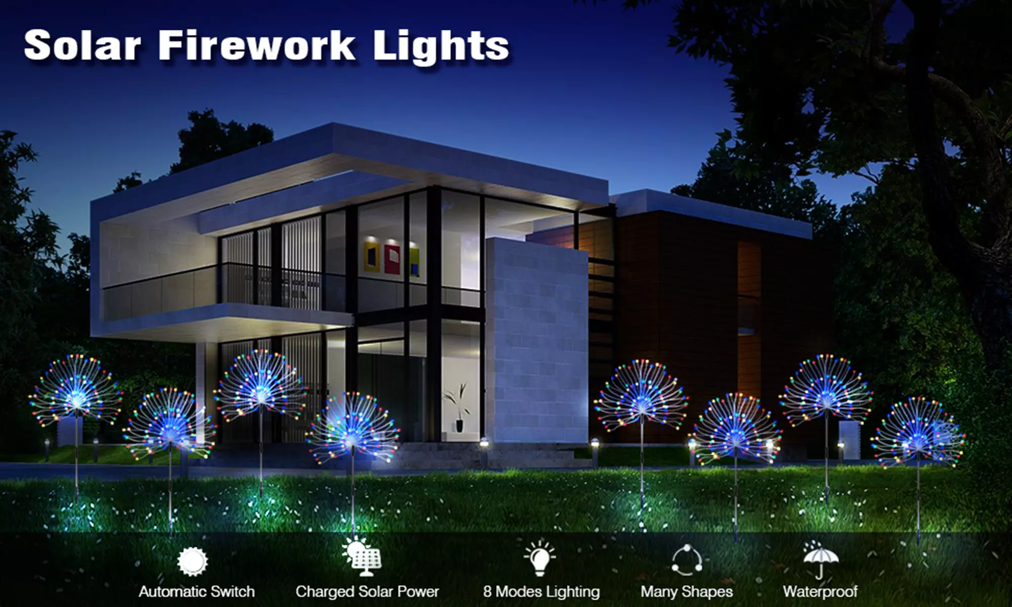Christmas Garden Lights Solar Firework Lights Dandelion Starburst Swaying Lights