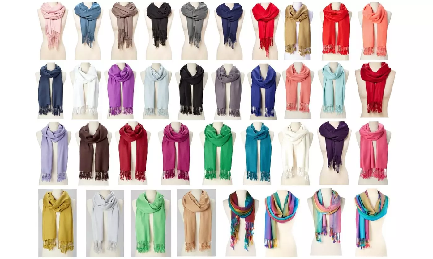 Oussum Pashmina Cashmere Scarf Scarves Wrap Solid Soft Silk Neck Scarf for Women - Primary Image