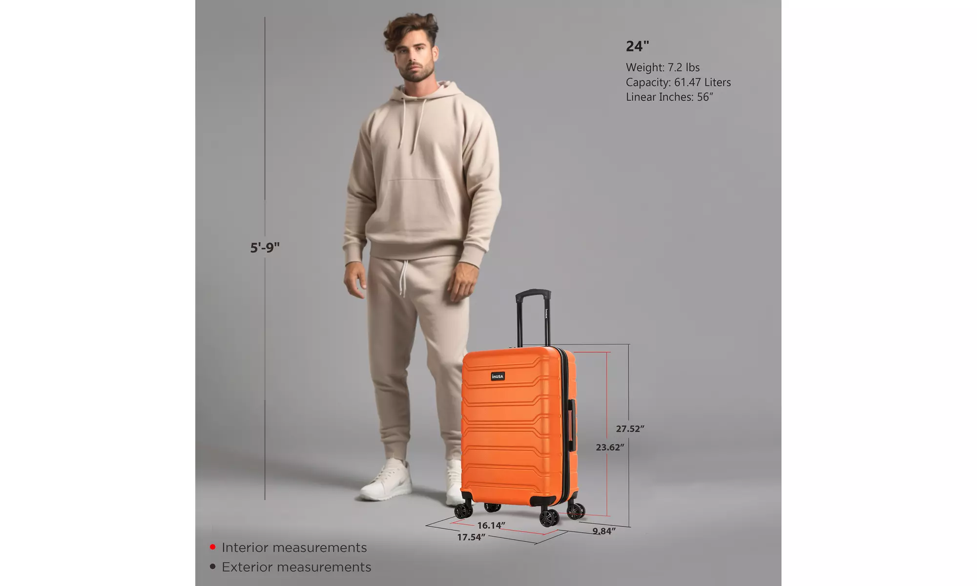 InUSA Trend lightweight hardside spinner luggage 20'', 24", 28" 