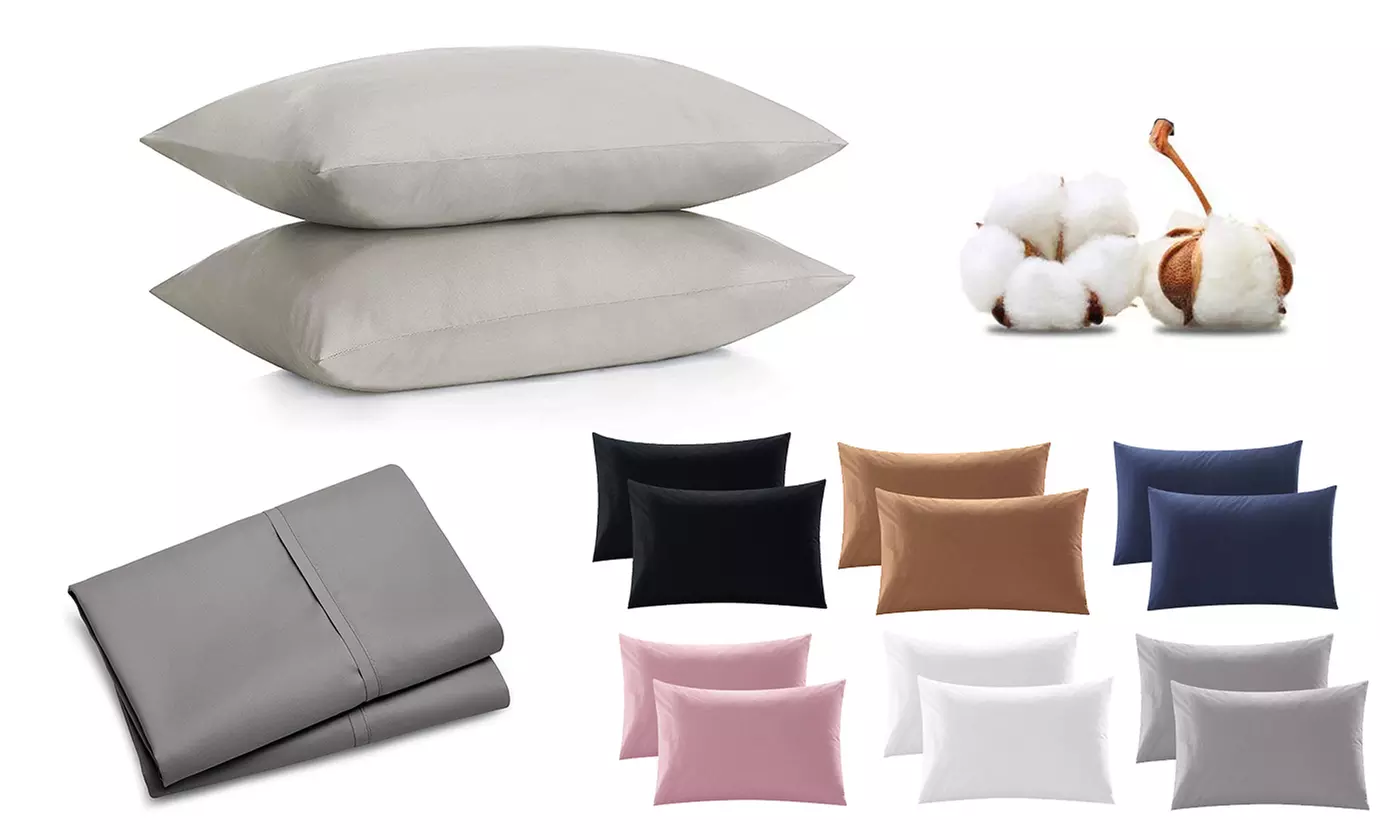 2 Pack Solid Pure Bed Pillow Case Covers Ultra Soft - Primary Image