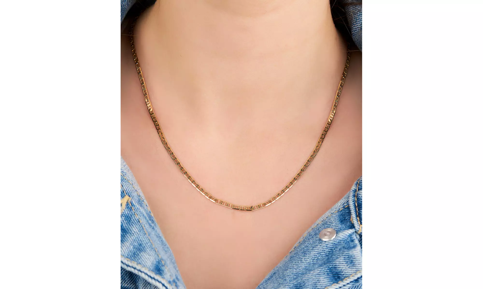 18K Gold Flat Marina Chain Necklaces By Sevil - Primary Image