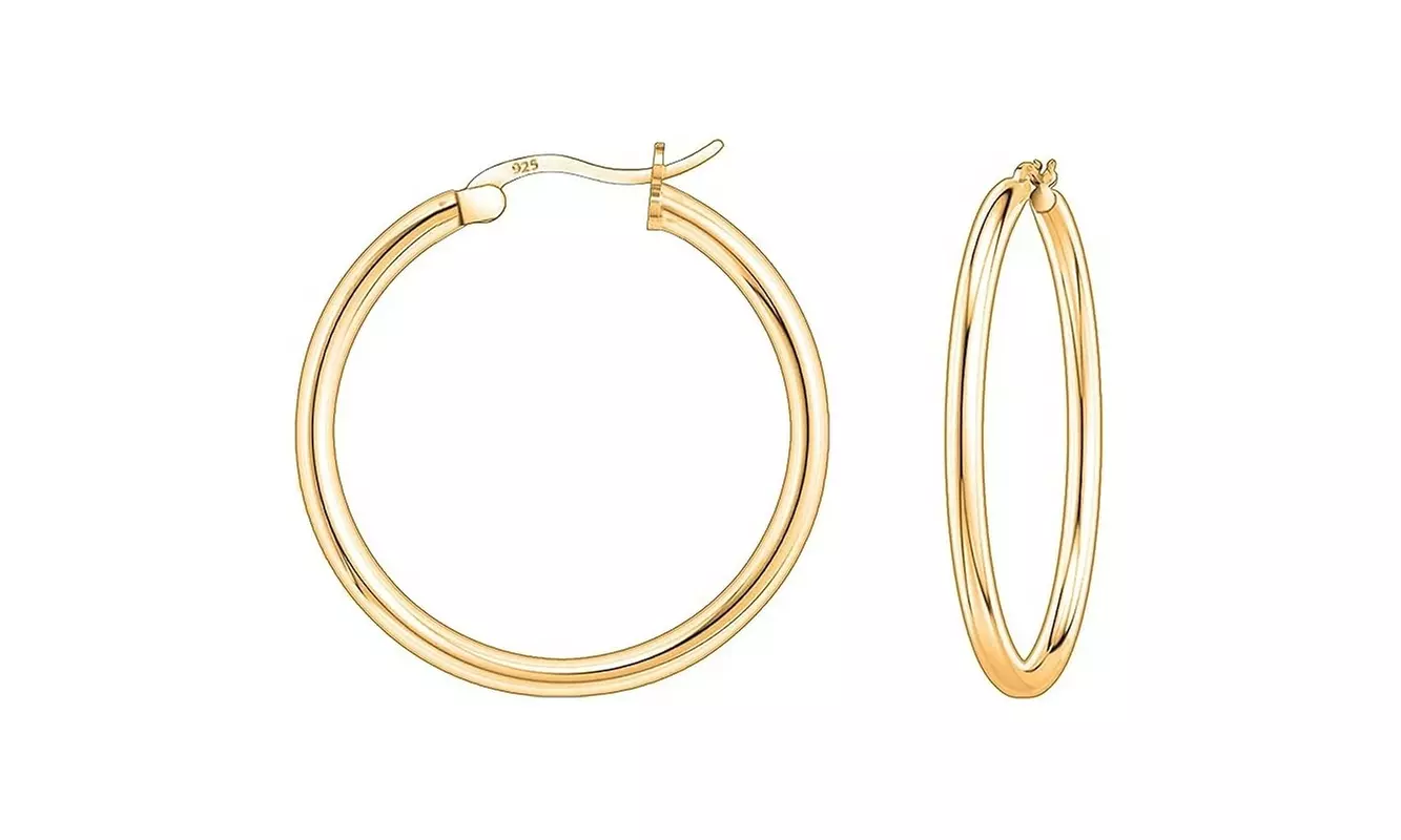 2MM French Lock Hoop 925 Sterling Silver Earrings - 10MM-65MM 