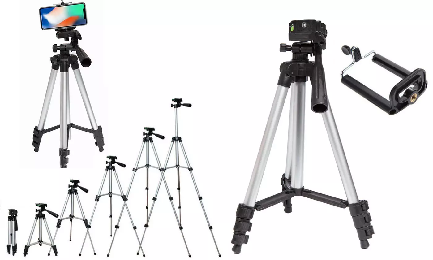 Extendable Adjustable Smartphone Tripod Stand with Phone Holder Mount - Primary Image