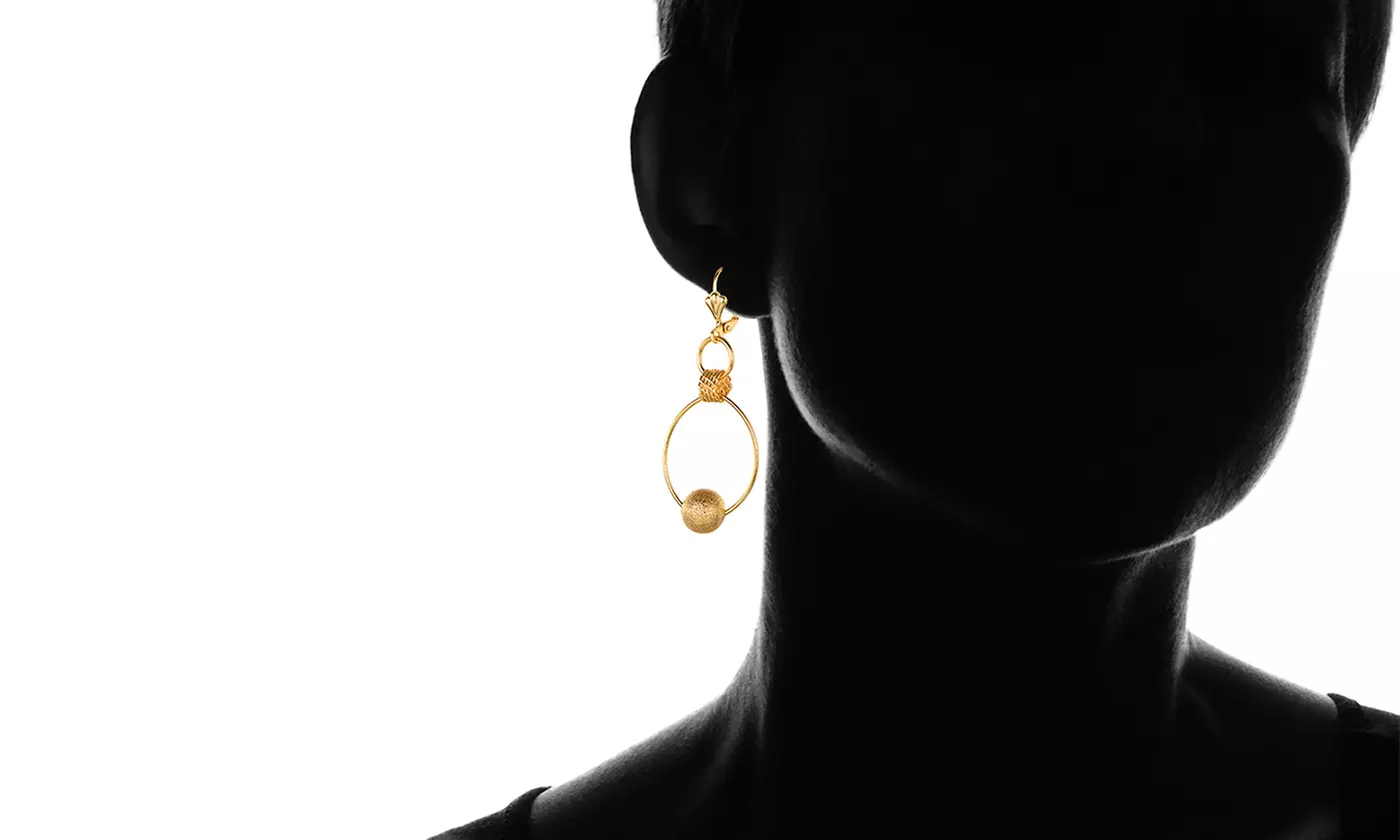 Gold Plated Ball Dangle Earrings 
