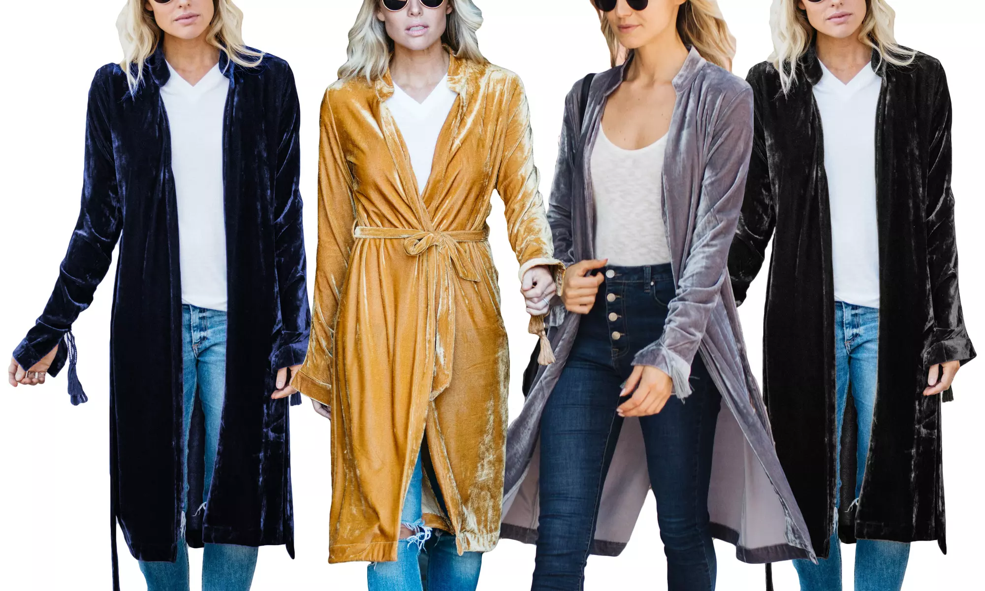 Women's Velvet Duster Cardigan. Plus Sizes Available - Primary Image