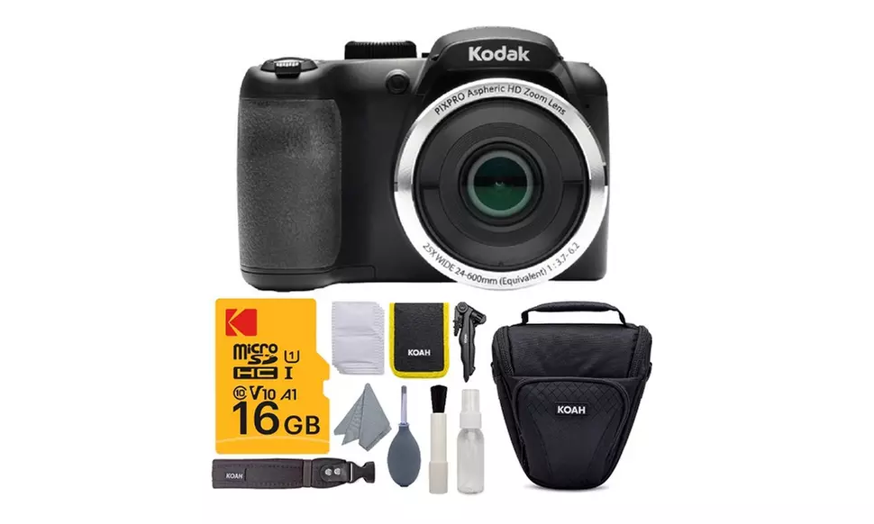 Kodak PIXPRO AZ252 Astro Zoom 16MP Digital Camera (Black) w/ 16GB SD Card Bundle - Primary Image