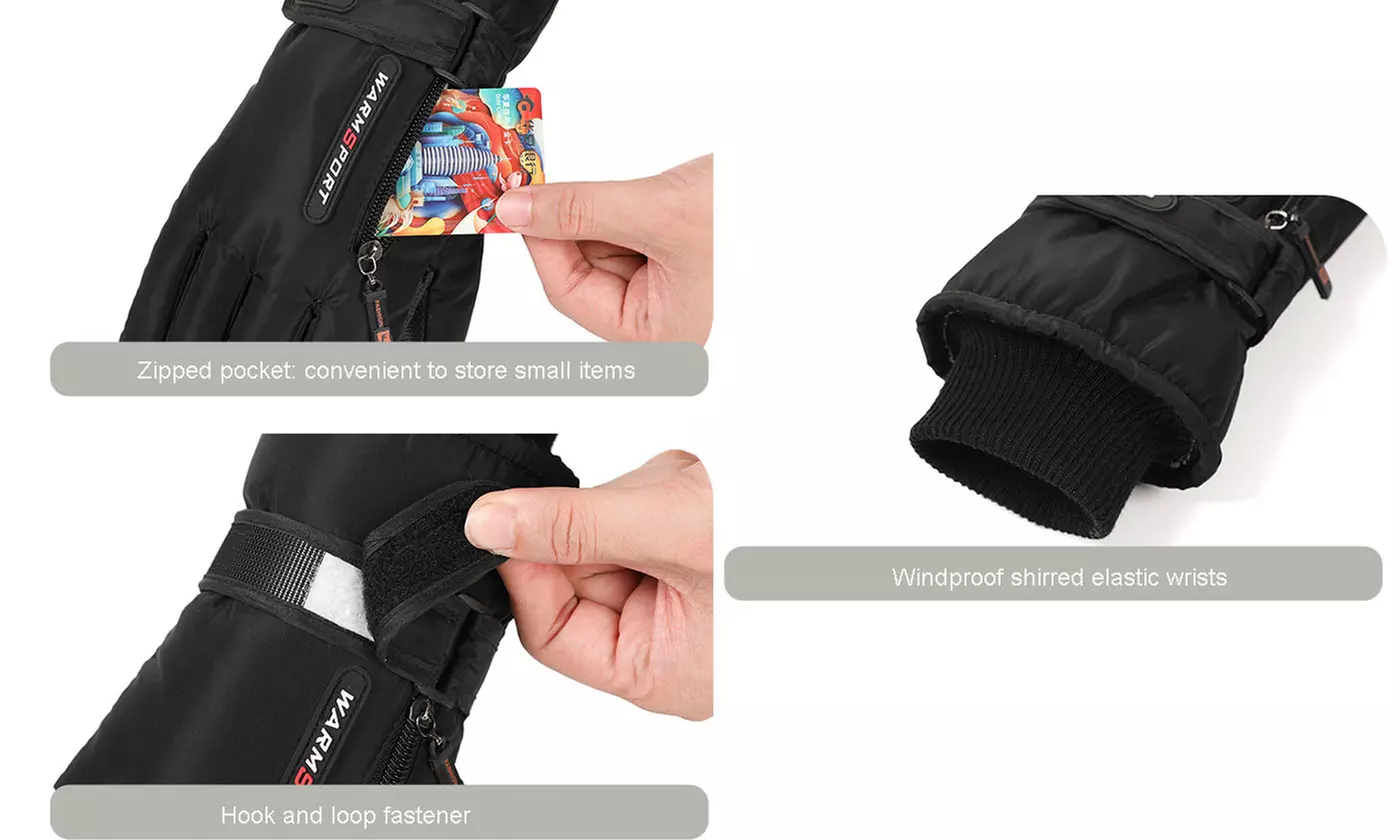 Unisex Waterproof Windproof Touchscreen Ski Gloves with Pocket for Snowboard