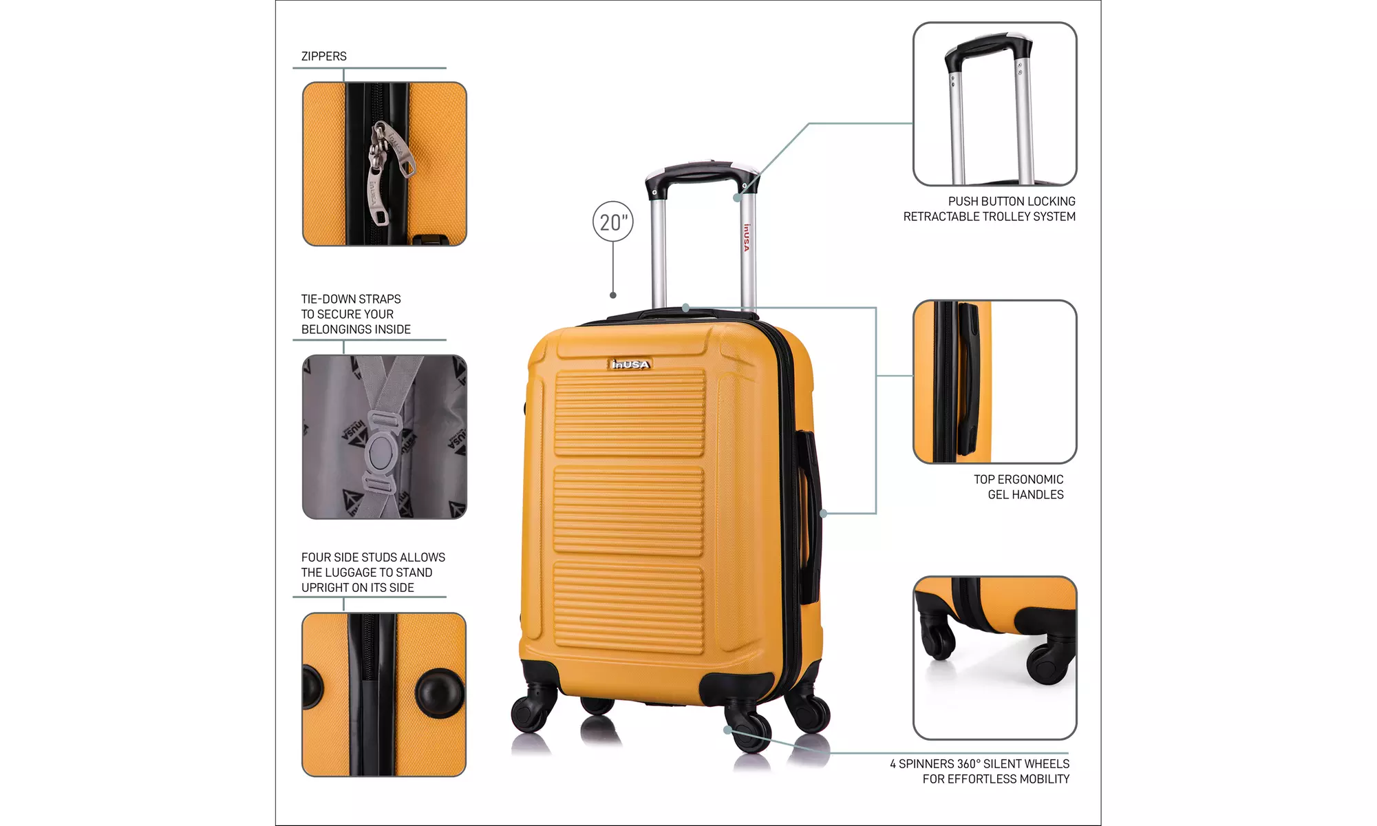 InUSA Pilot Lightweight Hardside Spinner Luggage