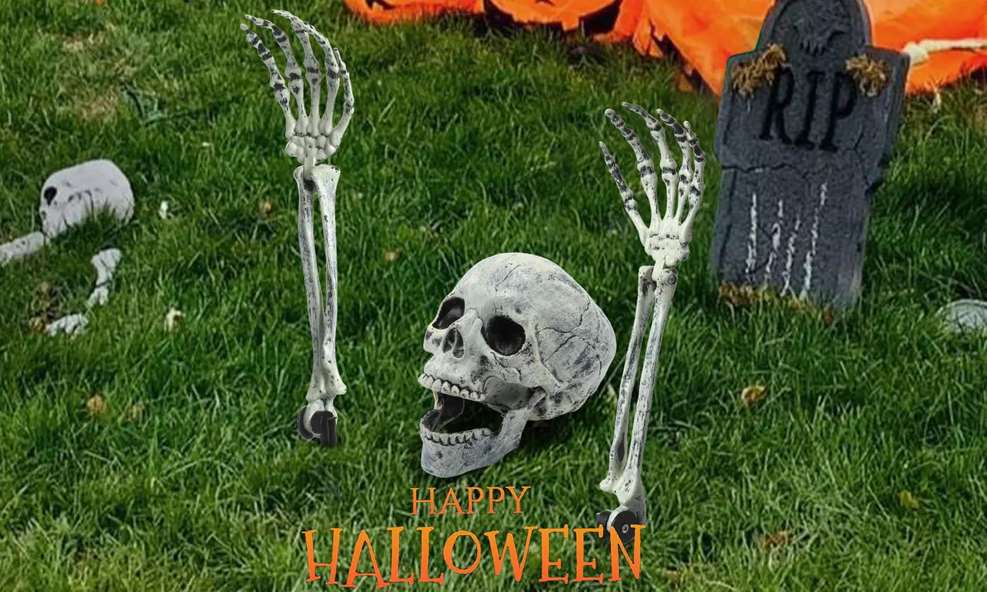 Stakes Skull and Hands Halloween Decoration for Garden