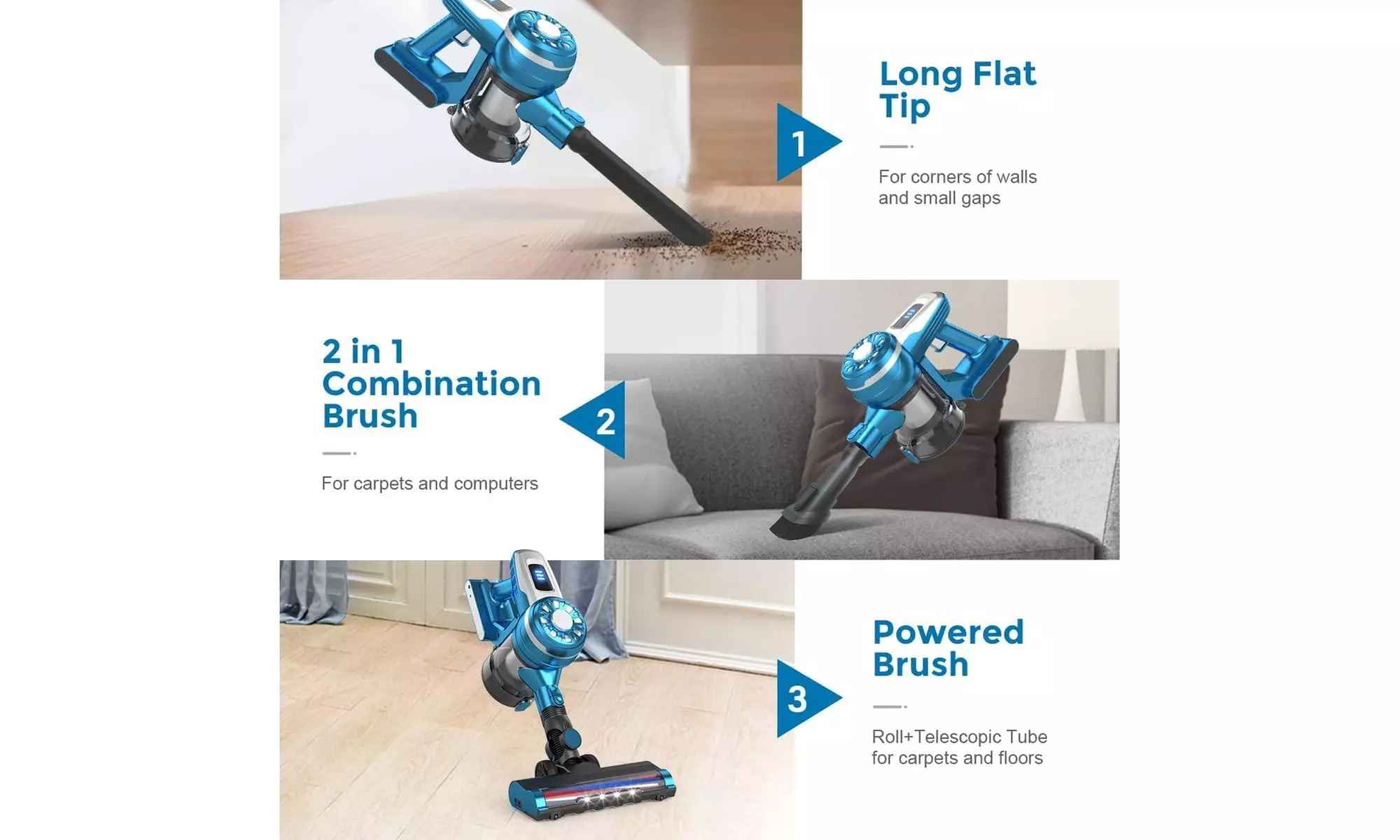 Cordless Vacuum Cleaner, 20Kpa Stick Vacuum 4 in 1 - Second Medium