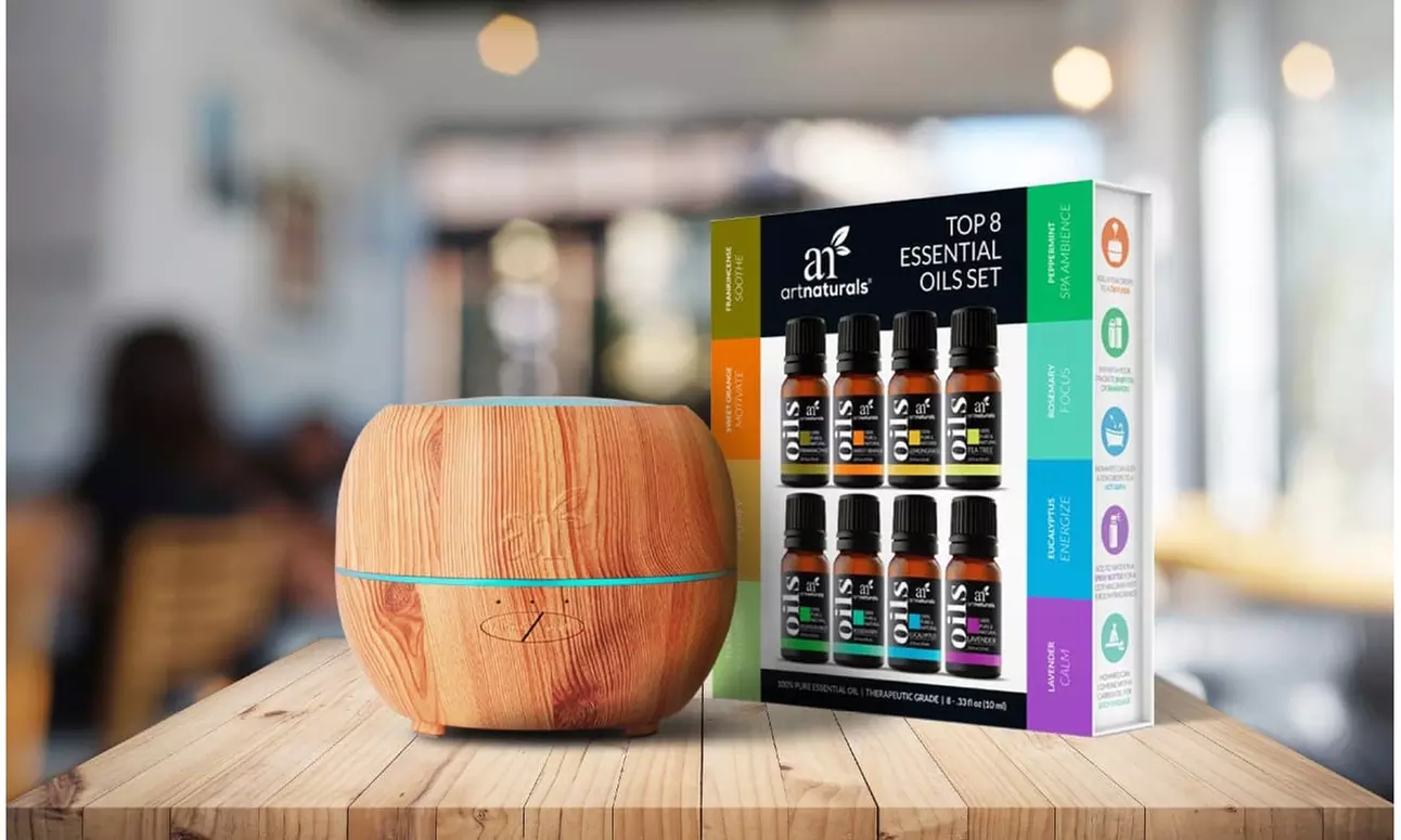 Artnaturals Diffuser and Top 8 Essential Oils Set - Aromatherapy ( 150 Ml Tank ) - Primary Image